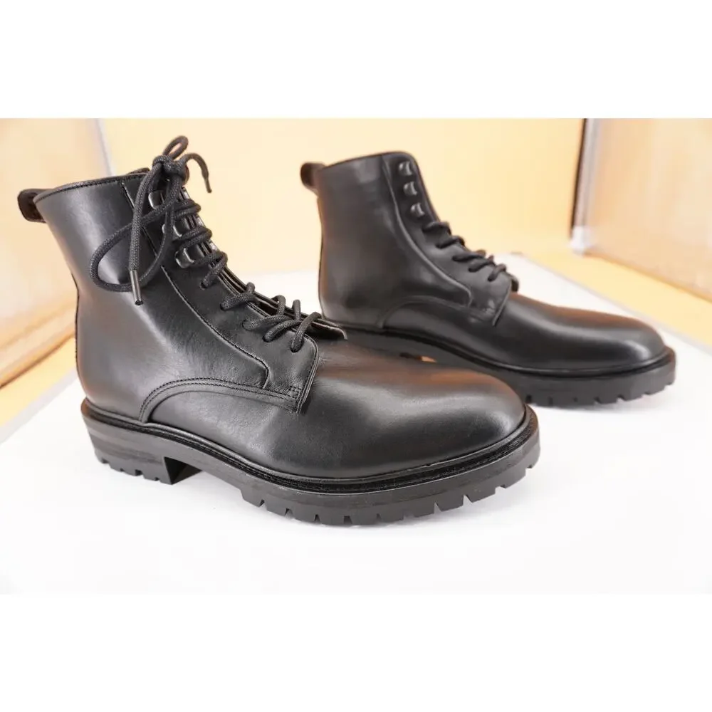 ALLSAINTS Laker Bobcat Black Leather Ankle Army Boots SZ 8 New $299 Mens Lace Up